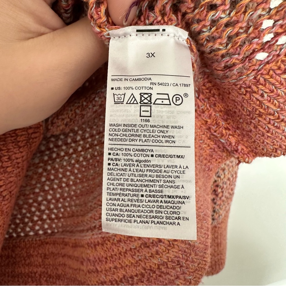 Old Navy (3X) Coral Pink Multicolor Knitted Crewneck Loose Fit Sweater - Picture 5 of 8